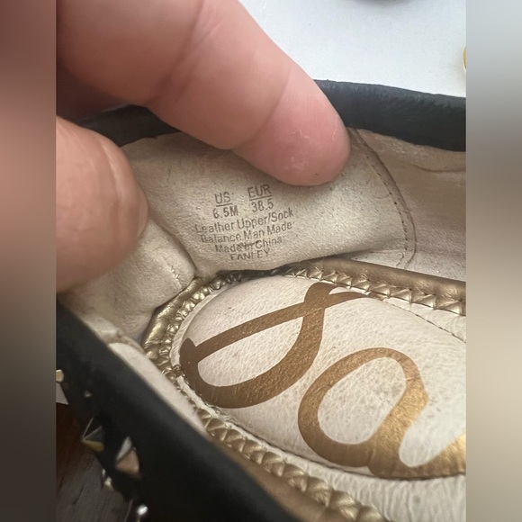 Sam Edelman Fanley Black Studded Ballet Flats Leather Spike Bow Shoes Women 8.5 - Picture 8 of 9